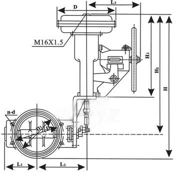 气动法兰硬密封蝶阀D643H(图2) 气动法兰硬密封蝶阀D643H(图2)