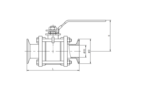 三片式快装球阀 三片式卡箍球阀Q81X-16P尺寸结构图解
