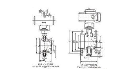 电动V型调节球阀VQ947H-16P尺寸结构图解