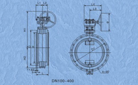 双法兰中线橡胶密封蝶阀D341X-10Q尺寸结构图 双法兰中线橡胶密封蝶阀D341X-10Q尺寸结构图